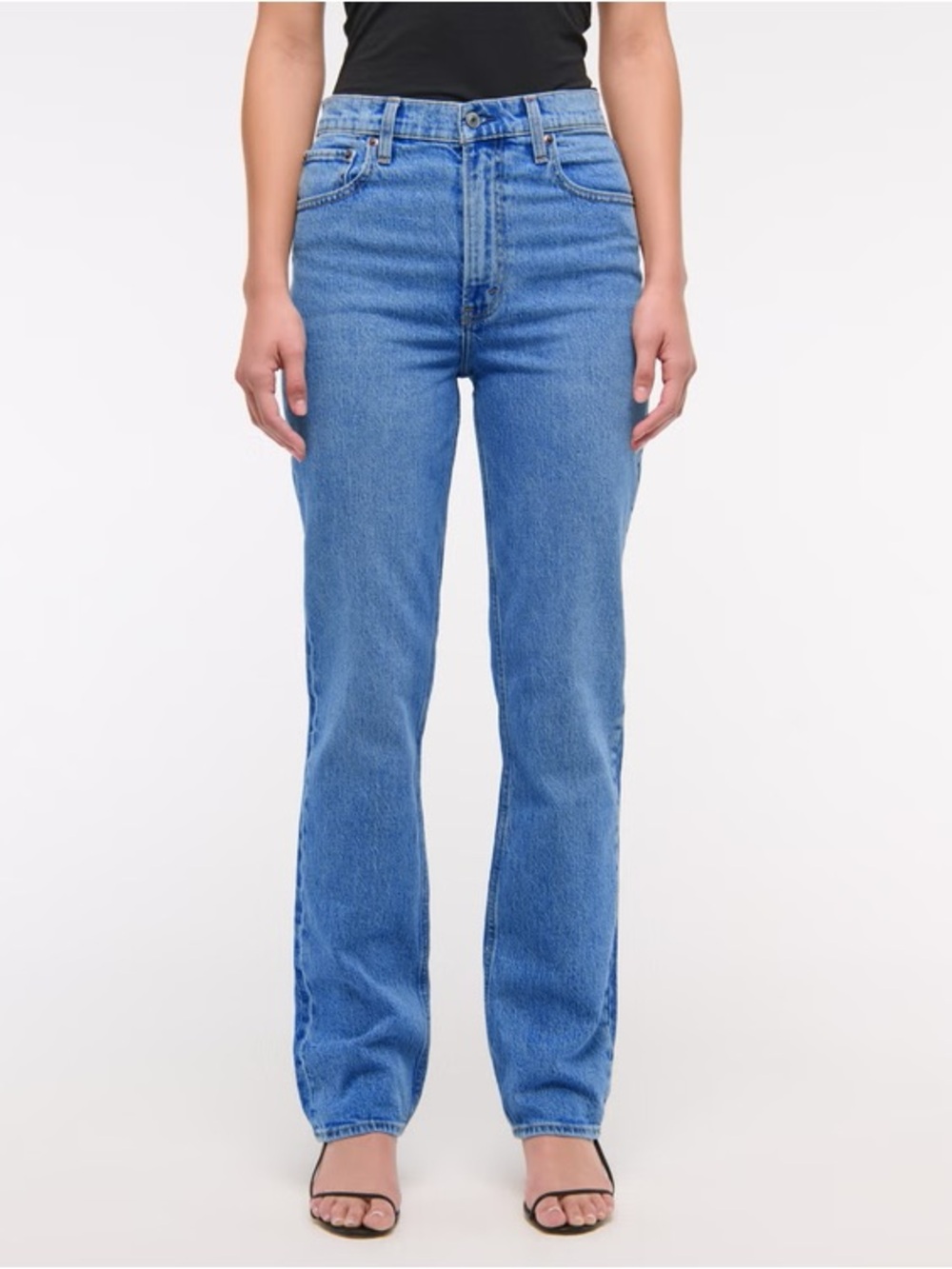 Abercrombie and Fitch 90s High-Rise Straight Jeans in Light Blue